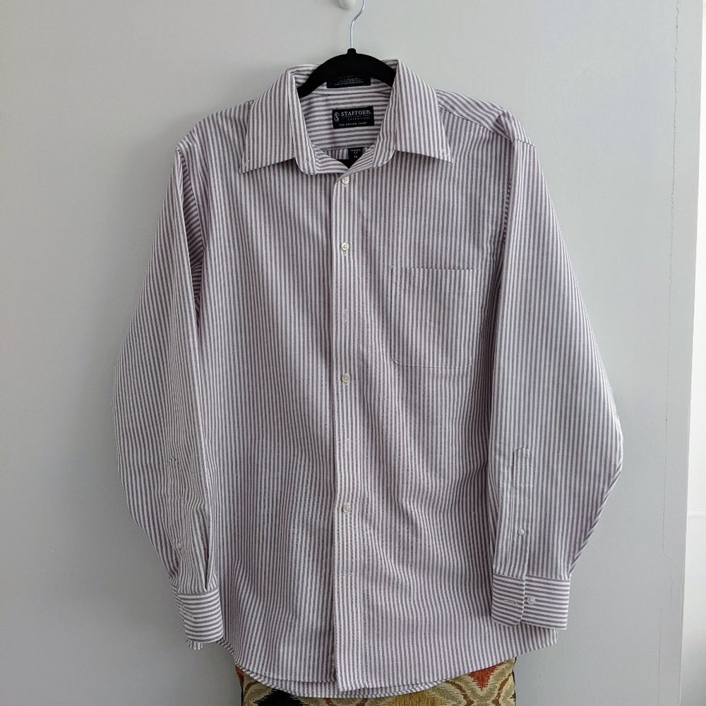 👔Stafford Essentials Classic Fit Oxford Dress Shirt (Size 16, 34-35) LIKE NEW👔